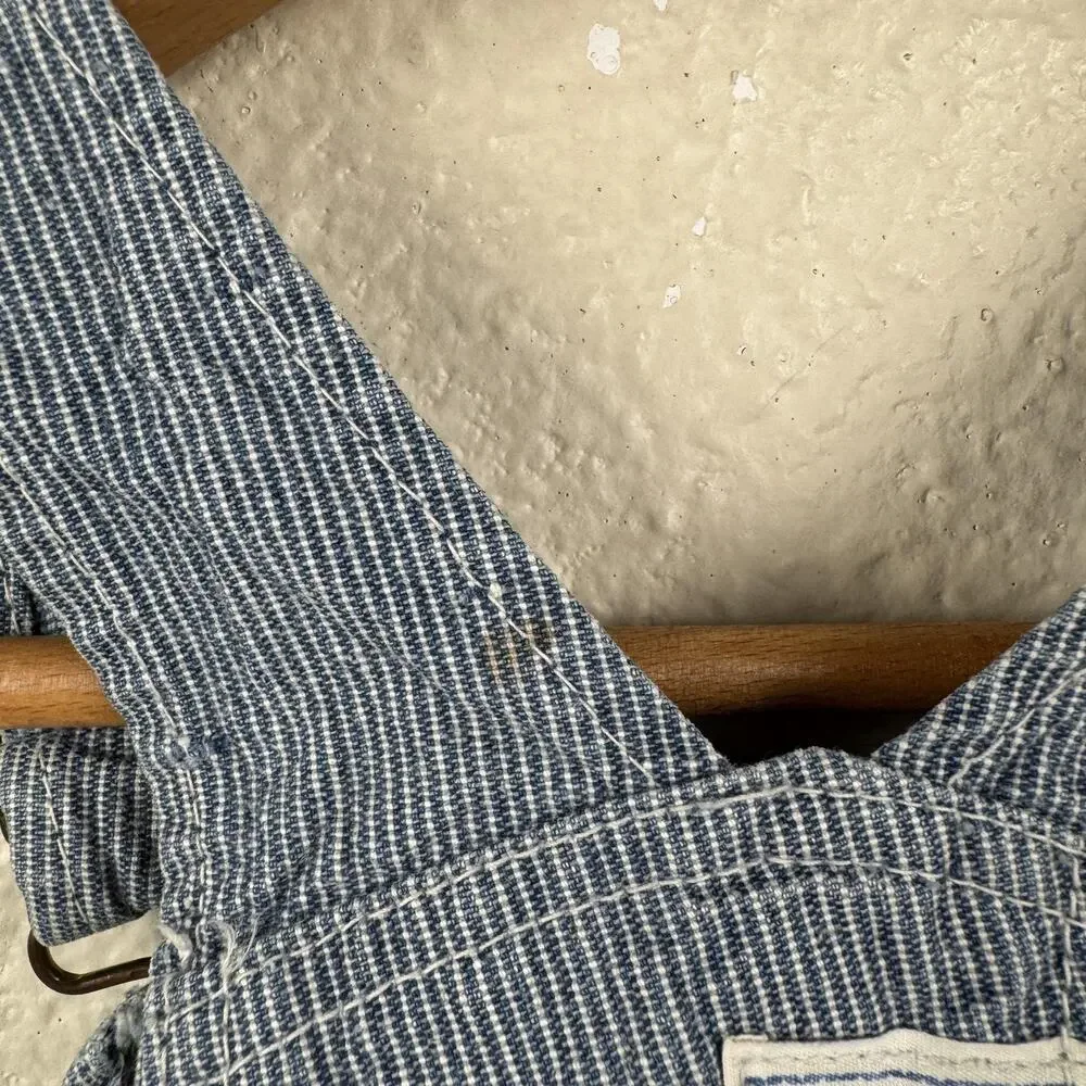 Vintage Liberty Overalls Shorts 12-18M Hickory Stripe Distressed USA 70s 80s